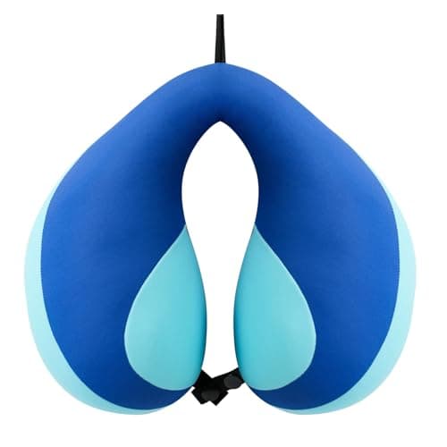 Chin Support Neck Pillow for Toddlers Prevents Head Tilt Comfortable for Airplane Car & Stroller Travel (New Blue) - Image 1