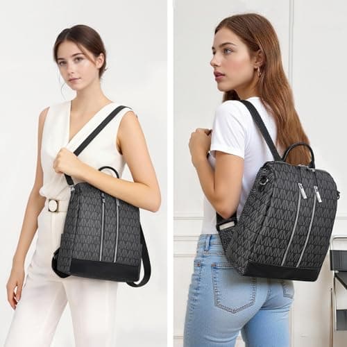 VANSARTO Backpack Purse for Women Vegan Leather Travel Backpack with Wristlet, Designer Convertible Shoulder Bag Satchel Handbag, Lightweight Fashion Backpack with Wide Strap (Black) - Thumbnail 6