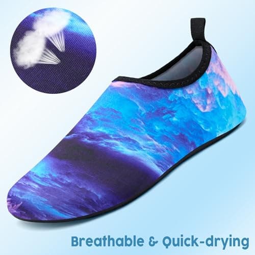 Unisex Water Shoes Quick-Drying Beach Aqua Shoes for Women Men Blue Nebula 9-10 W/ 8-9 M US - Thumbnail 3