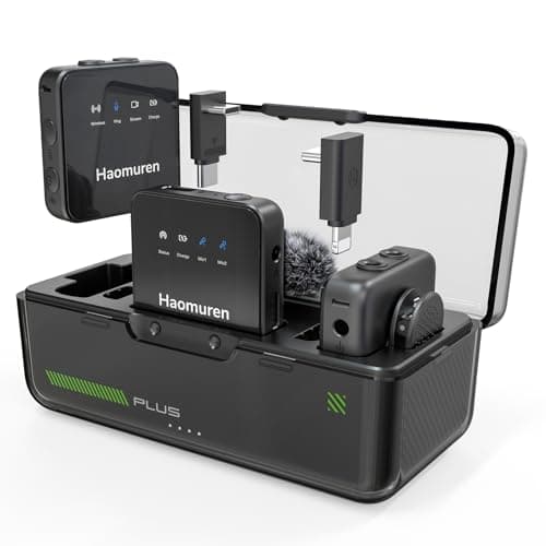 Haomuren Wireless Lavalier Microphone 2 Pack,Wireless Microphone,Compatible with iPhone,Android,Camera,iPad,Tablet,PC,Noise Cancel,Echo,Bluetooth Lapel Mic for Video Recording,Stream,Vlogs