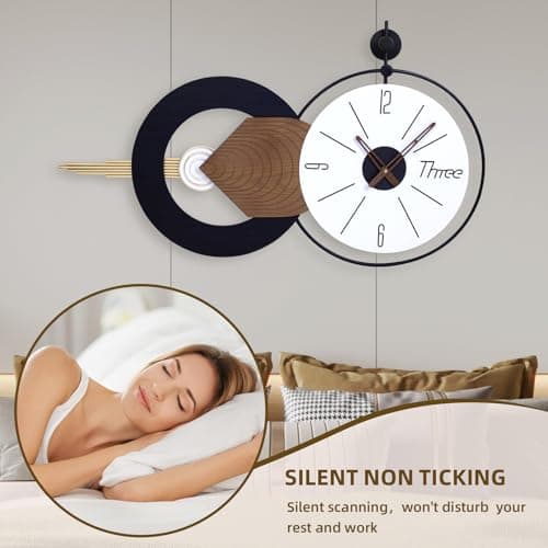 AXAORIRA 35x20 Inch Large Modern Wall Clock, Silent Quartz Movement Decorative Clocks for Living Room, Bedroom, Office - Ideal Gift for Home Decor Lovers - Thumbnail 6