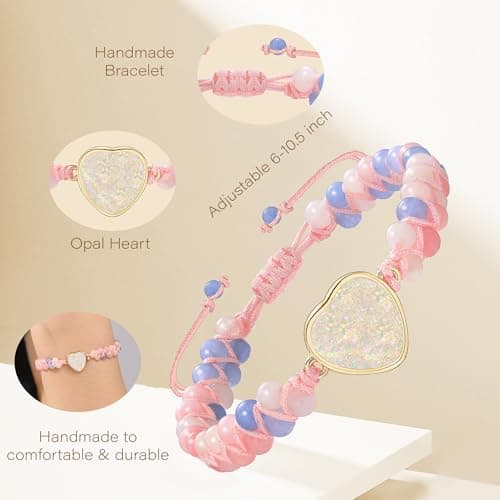 Sistble Wife Birthday Gift Ideas, Gifts for Wife I Love You Gifts for Her Jasper Heart Bracelets for Women Christmas Gifts for Wife Beaded Bracelet Anniversary Stocking Stuffers Love Jewelry - Thumbnail 4