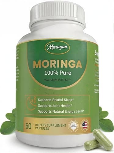 MPRAYAN Moringa Capsules 800mg Pure Moringa Oleifera Leaf Powder Antioxidant Nutritional Supplement for Natural Energy & Immune Support Vegan, Non-GMO Superfood 60 Capsules