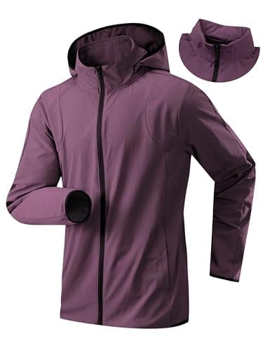 Hooded Windbreaker Jackets for Men, Lightweight Breathable Zip Up Hoodie with Pockets for Running, Gym, and Outdoor Sports. (US, Alpha, X-Large, Regular, Regular, Purple) - Image 1