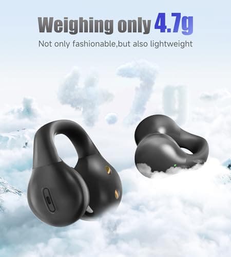 King Lucky i21 Open Ear Clip On Earbuds Wireless Bluetooth Ear Clip Headphones with Mic,Noise Cancelling, Waterproof IPX4,for Small Ears,Perfect for Running,Sports,Glasses Wearers (Black) - Thumbnail 3