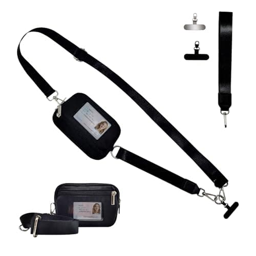 XC-Kluyr Clip&Go Strap for Phone with Wallet Crossbody Detachable Zippered Pouch&Phone Lanyard,RFID IDWindow & Card Slots (Black Fabric) - Image 1