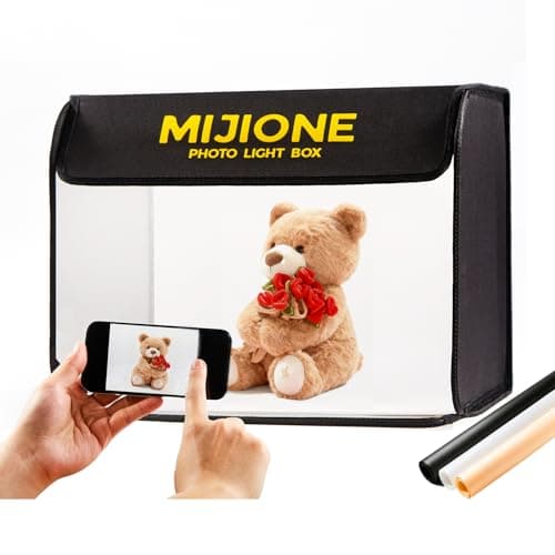 MIJIONE 17"x13"x13"Light Box Photography,Foldable Bi-Color Dimmable Shooting Tent Kit with LED Lights & 3 Backdrops，Photo Light Box for Product Photography - Image 1