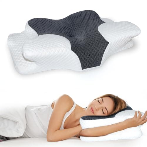 MargGona Cervical Neck Pillow for Pain Relief, Hollow Design Memory Foam Bed Pillow for Side & Back Sleepers, Ergonomic Orthopedic Bed Pillow with Adjustable Support (White with Black) - Image 1