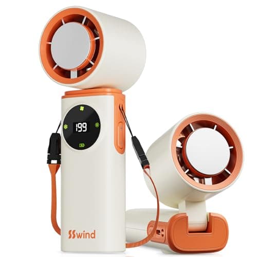 SSWind 6000mAh Portable Handheld Fan with Ice Cooling, 199 Levels Stepless Speed, 20H Long Battery Life, 20000RPM Turbo Fan Rechargeable Personal Mini Fan for Travel, Outdoor, Makeup (White) - Image 1