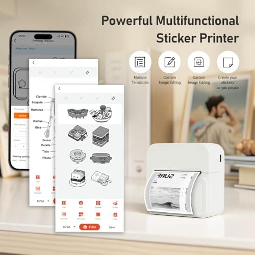NULLTONEX Portable Thermal Mini Sticker Printer: Wireless Bluetooth Label Maker Machine for Small Business Trip Travel Home Office - 2 Inch Label Makers Perfect for iOS & Android Phone - Thumbnail 3