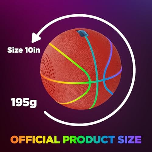 INLOOKSEEK Glow in the Dark Basketball Bluetooth Speaker, Mini Baseball-Sized LED Light Up Ball, Leather Pelota de Basketball, Glow Balls Sports Basketballs Stuff Ornament Gift - Thumbnail 6