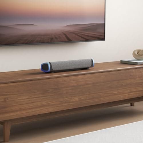 SOULION R30 Computer Speakers, USB Powered PC Speaker, Colorful LED Lights with Switch Button, 3.5mm Aux Surround Soundbar for Desktop Laptop Monitor Office Work Music Gray - Thumbnail 2