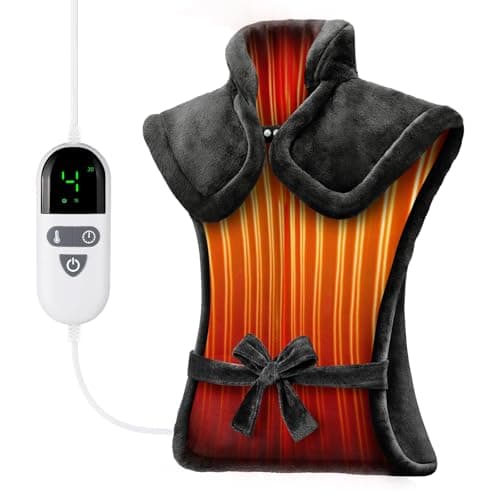 Heating Pad for Back Pain Relief, LANVA Birthday & Mothers Day Gifts for Women Men Mom Dad, Edge Weighted Electric Heat Pad for Neck and Shoulders, 6 Heat Settings, 4 Timer Options, 24"x37", Black - Image 1