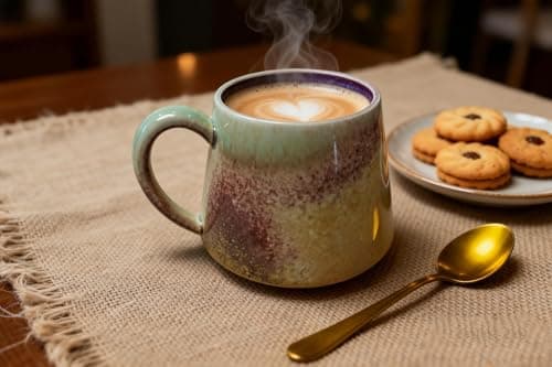 Avsunela Handcrafted 16 oz Sage & Crimson Ceramic Coffee Mug Ideal Gift - Thumbnail 5