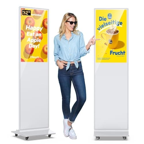 QIXZOCV MWE 32 Inch Digital Signage Diplay Touchscreen Kiosk LCD Screen Indoor Floor Standing Advertising Display Poster Interactive Display Android System with Auto Media Player-White - Image 1