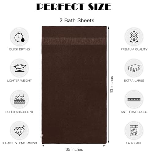 SEISSO Bath Towels Set Extra Large 63 x 35 in, Oversized Bath Sheets 70% Polyester 30% Viscose Fiber from Bamboo, Ultra Soft Absorbent Quick Dry Shower Towel for Bathroom Hotel Pool SPA Gym, 2 Pack - Thumbnail 2