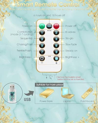 Curtain Lights for Bedroom 300 LED Fairy String Lights with Remote, 8 Modes Timer, USB Plug in Waterproof Twinkle Lights for Backdrop Wedding Party Indoor Outdoor Decor, 9.8ft x 9.8ft, Christmas Light - Thumbnail 5