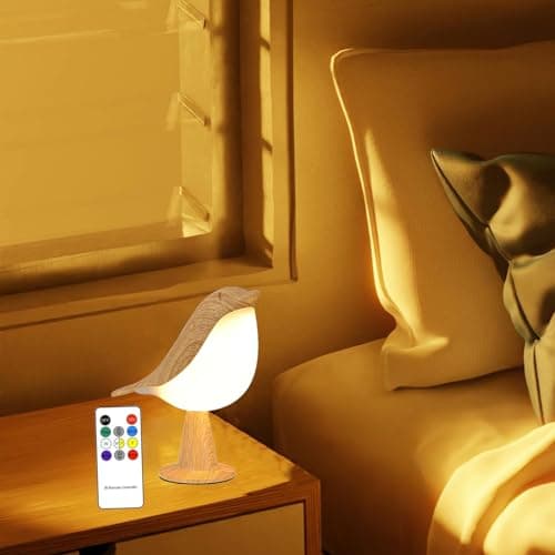 Bird Table Lamp with Remote & Touch Control | 3 Color Temperature & 3-Level Brightness Adjustable Night Light | Rechargeable Cordless Bedside Lamp for Bedroom Office Dorm | Timer & Bird Lover Gifts - Image 1