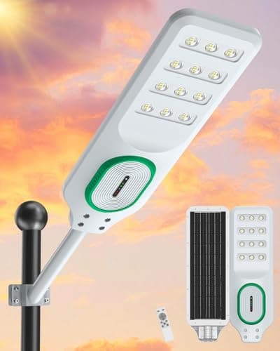 AIKVSXER L-10000W Solar Street Lights Outdoor Waterproof, Bright Heavy Duty Dusk to Dawn Parking Lot Lights, Large LED Street Light Solar Powered with Motion Sensor for Outside,Yard,Driveway, 1 Pack