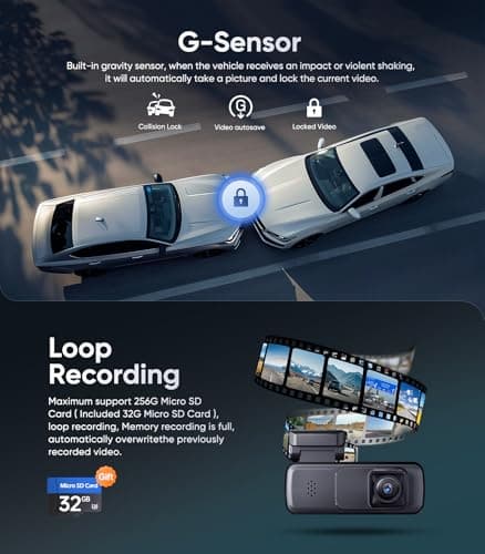 Mini Dash Cam Front 2K, Dash Camera for Cars,Dashcam Built-in WiFi Wireless with APP Control,Hidden-Style Single Car Camera, Included 32G Card, WDR, Night Vision, G-Sensor, 24H ParkingMode - Thumbnail 5