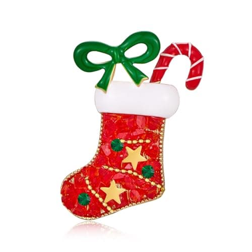CUFELMU Christmas Brooch Pins for Women - Multi-Colored Socks Brooch Cute Christmas Decoration Gift - Image 1