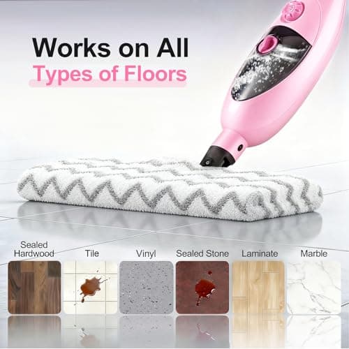 12-in-1 Adjustable Steam Mop & Detachable Handheld Steam Cleaner, 400ML Tank, Safe for Hardwood, Sealed Floors, Marble, Laminate, Stone & Tile - Thumbnail 4