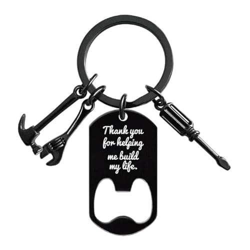 Ediseng Personalized Dad Gifts from Daughter Wife Son,Funny Birthday Gifts for Dad/StepDad,One Piece Keychain with Bottle Opener,Hammer,Screwdriver and Wrench (black) - Image 1