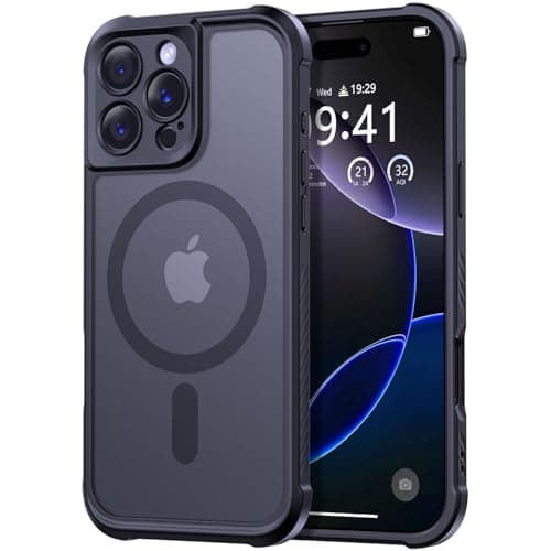 Thomo Magnetic for iPhone 16 Pro Case, [Full Camera Protection] [Compatible with Magsafe] Military-Grade Shockproof, Anti-Fingerprint Translucent Matte Phone Case,Black - Image 1