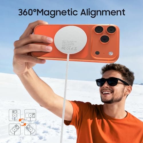for 20W Magnetic Charger with 25W PD Adapter - Wireless Charger for iPhone 17/16/15/14/13/12 Series, Fast Charging Pad for AirPods 4/3/2/Pro - Thumbnail 3