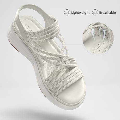 Vilanva Women's Comfortable Walking Sandals (White Size 11) - Thumbnail 4