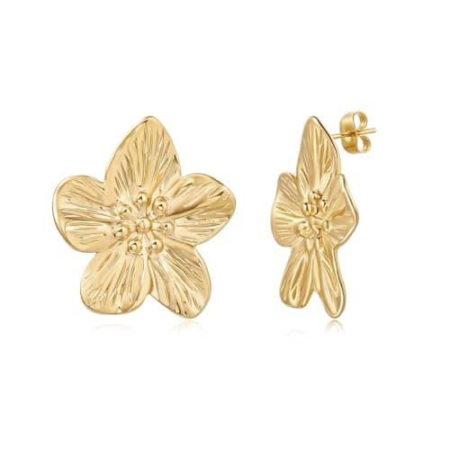 EINNULEIN Gold Flower Earrings 18K Gold Plated Flower Statement earring For Women Trendy Floral Stud Earrings Hypoallergenic Jewelry Gifts for Her - Image 1