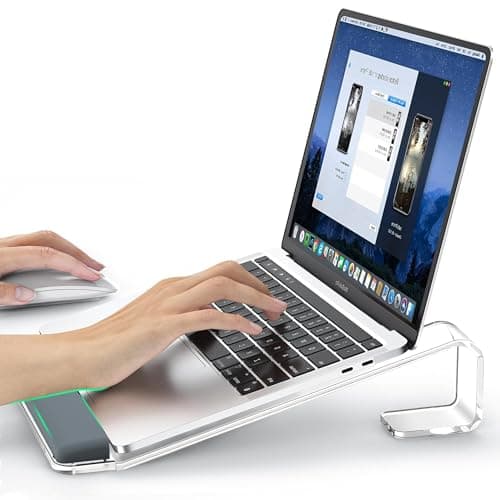 LOXP Acrylic Laptop Stand for Desk, Laptop Stand with Wrist Support, Ergonomic Detachable Laptop Riser, Acrylic Protable, Computer Stand for MacBook Air Pro, HP, Dell, XPS, HP (10-17") Laptops - Image 1