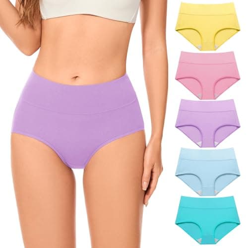 CleainKorte Womens Cotton Underwear High Waisted Briefs Full Coverage Soft Ladies Panties Multipack 5 Pack - Image 1
