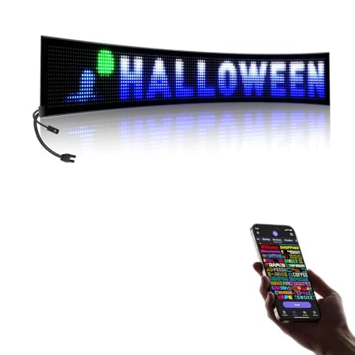 Large Programmable LED Sign, P10 Resolution Indoor Windows LED Signs, Bluetooth APP, for Business Bars Gaming Rooms Restaurants Festivals Cars (58"x 8") - Image 1