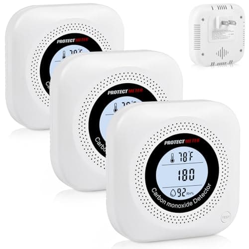 Carbon Monoxide Detectors,3 Pack 3in1 Portable Carbon Monoxide detectors Plug in Wall for Travel, CO Alarm/Monitor for Home/Hotel Room/RV with AC Socket with Temperature & Humidity Detectors - Image 1