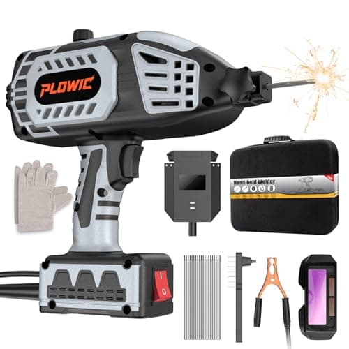PLOWIC Portable Welding Machine, Handheld Welder 110V with IGBT Inverter 5 Variable Current Adjustment, ARC Stick Welder Gun for 1/16"-1/8" Rods, Home Use, DIY Work – Carring Case &20 Rods Included