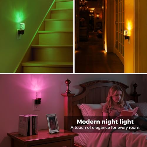 L LOHAS LED Night Light, Dimmable Night Lights Plug into Wall, Color Changing Nightlight RGB with Auto Light Sensor for Halloween, Christmas, Holiday, Hallway Bedroom Kids Room - Thumbnail 4