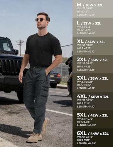 MOURCE Tactical Pants for Men with 7 Large Pockets Water Resistant Quick Dry BDU Cargo Pants Breathable Ripstop Khaki L 30" - Thumbnail 6