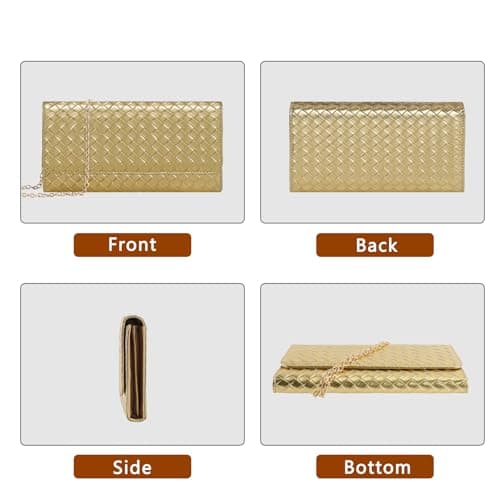 U+U Crossbody Bags for Women, Small Leather Bag with Removable Chain, Card Slots & Phone Pocket - Lightweight Purse Wallet (Gold) - Thumbnail 6