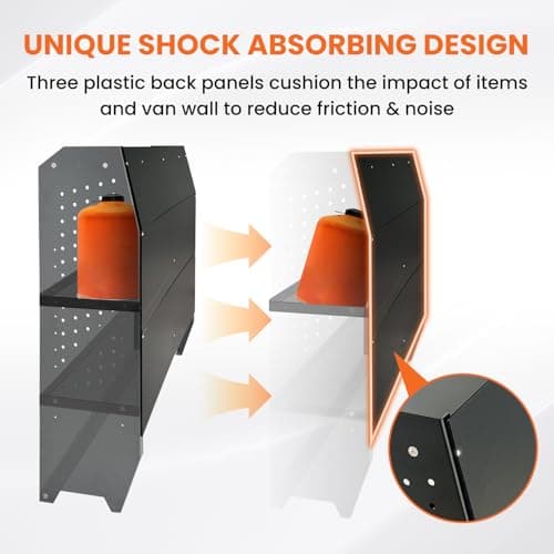 EONECROSS Black Steel Cargo Van Shelving Storage System Adjustable Height Fit for Ford Transit Connect 2014+, Ram Promaster City, Chevy City Express, Nissan NV200 42" W x 43" H x 13" D - Thumbnail 6