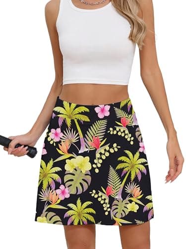 Heymoments Women Active Athletic Skirts Tropical Leaves XLarge Lightweight Comfy Summer Workout Golf Tennis Running Hiking Cycling Skater Bike A Line Underneath Mini Skort Sport Dress - Image 1