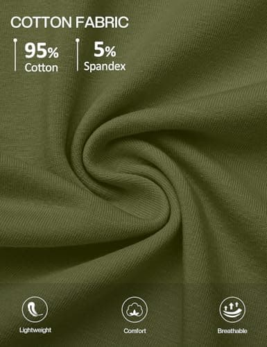 Women's V Neck Cotton T-Shirts Breathable Short Sleeve Tops Lightweight Stretch Summer Tees (Army Green,Large) - Thumbnail 5