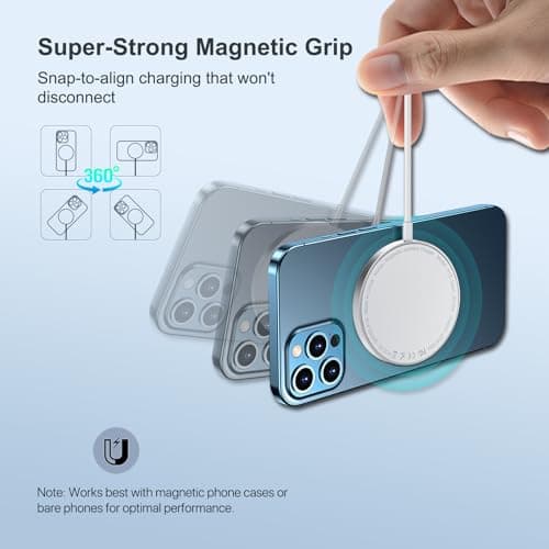 15W iPhone Magnetic Charger with 25W PD Adapter,for Apple Magsafe Charger Qi2 Certified,with Wireless Charger iPhone 17/16/15/14/13/12 All Series - Thumbnail 4