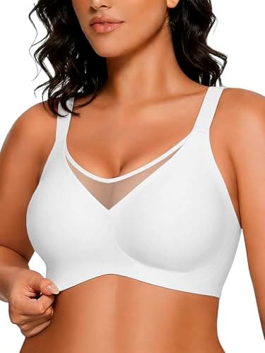 COCOMARTS Jelly Bras for Women No Underwire Push Up V Mesh Seamless Comfort Tshirt Bra Supportive Lift Bralette Everyday Bra White 3X-Large - Image 1