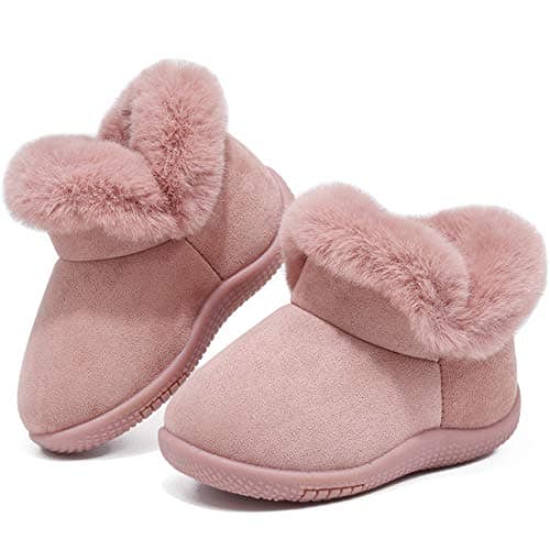 KEESKY Toddler Girl Boots Toddler Size 8 M Pink Suede Fur Lined Winter Warm Kids Shoes - Thumbnail 5