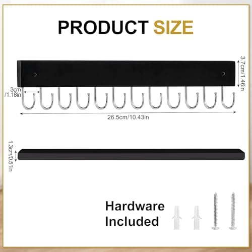 Dntorx Hanging Jewelry Organizer, 2 Pack Black Necklace Holder for Wall Wooden Necklace Organizers Hangers Wall Mount with 24 Hooks Jewelry Display Hanger for Necklaces, Bracelets, Earrings, Keys - Thumbnail 2