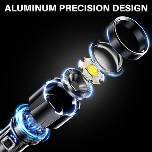 AKNEAR Rechargeable LED Flashlight 99000 High Lumens, Super Bright Flashlights with Zoomable & USB C Rechargeable & 5 Light Mode & IPX-7 Waterproof, Powerful Flash Light for Home, Hiking, Camping - Thumbnail 2