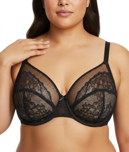 Vukoiswe Minimizer Bras for Women Full Coverage Unlined Underwire Bra Plus Size Bra for Heavy Breast Black - Image 1