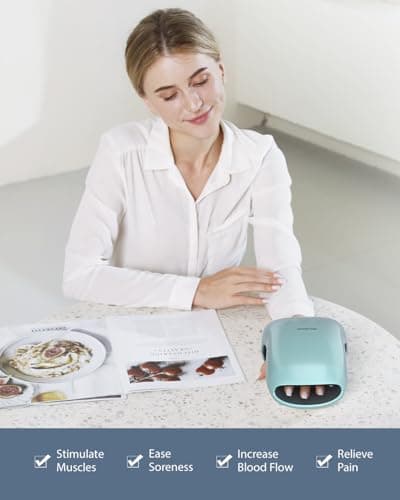 CINCOM Gifts for Women,Hand Massager with Heat and Compression for Arthritis,Pain Relief & Finger Numbness(Blue) - Thumbnail 3