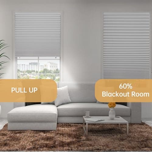 Changshade 6-Pack Temporary Light Filtering Paper Blinds for Window, Cut to Size Adhesive Paper Shades, Stick on Pleated Blinds,No Drill Easy Install,48" W x 72" H,White - Thumbnail 3